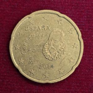 Spain 20 Euro Cent Spanish writer Miguel 2014 Coin