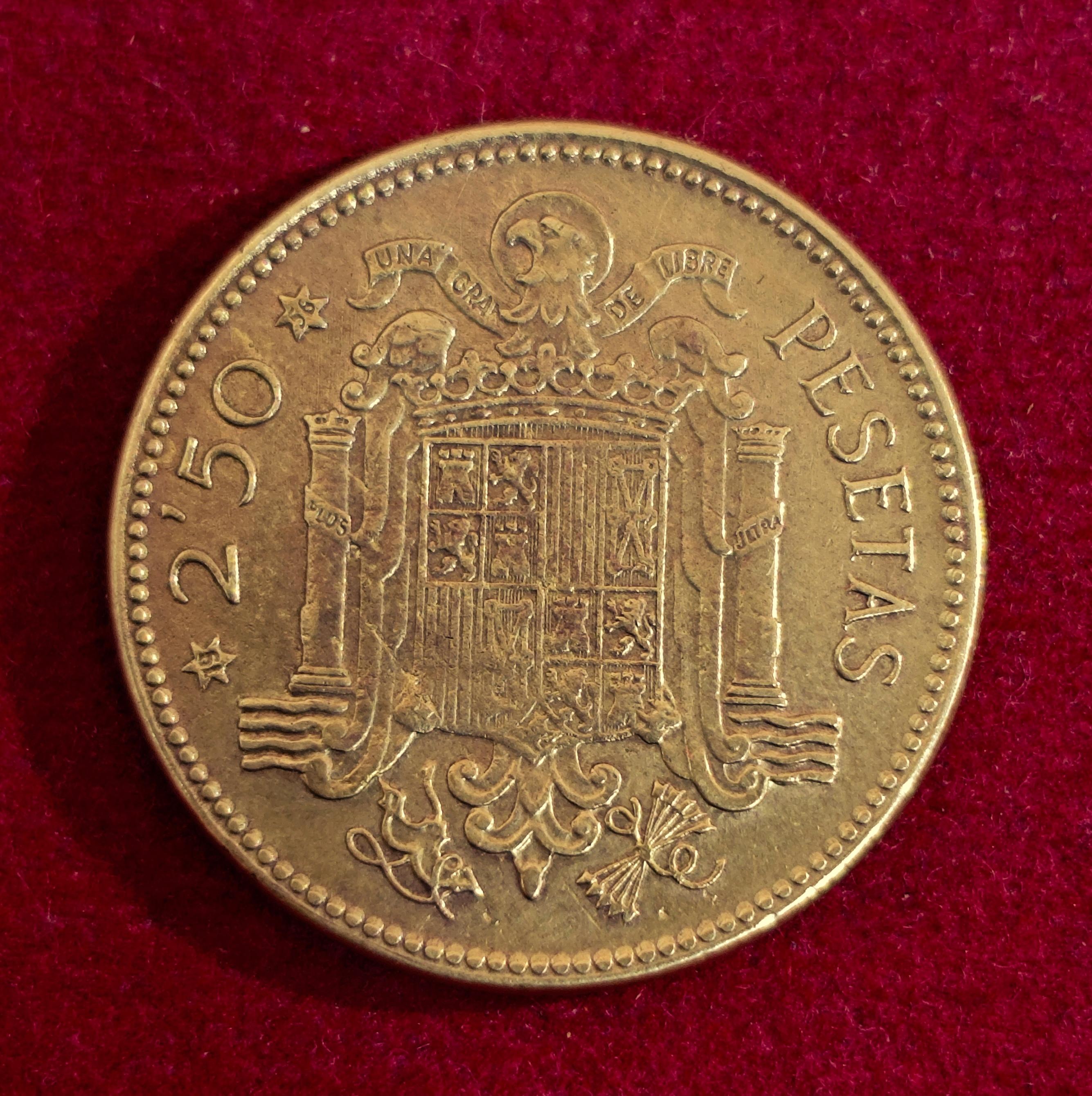 Spain 2.50 Pesetas – Francisco Franco 1953 Coin