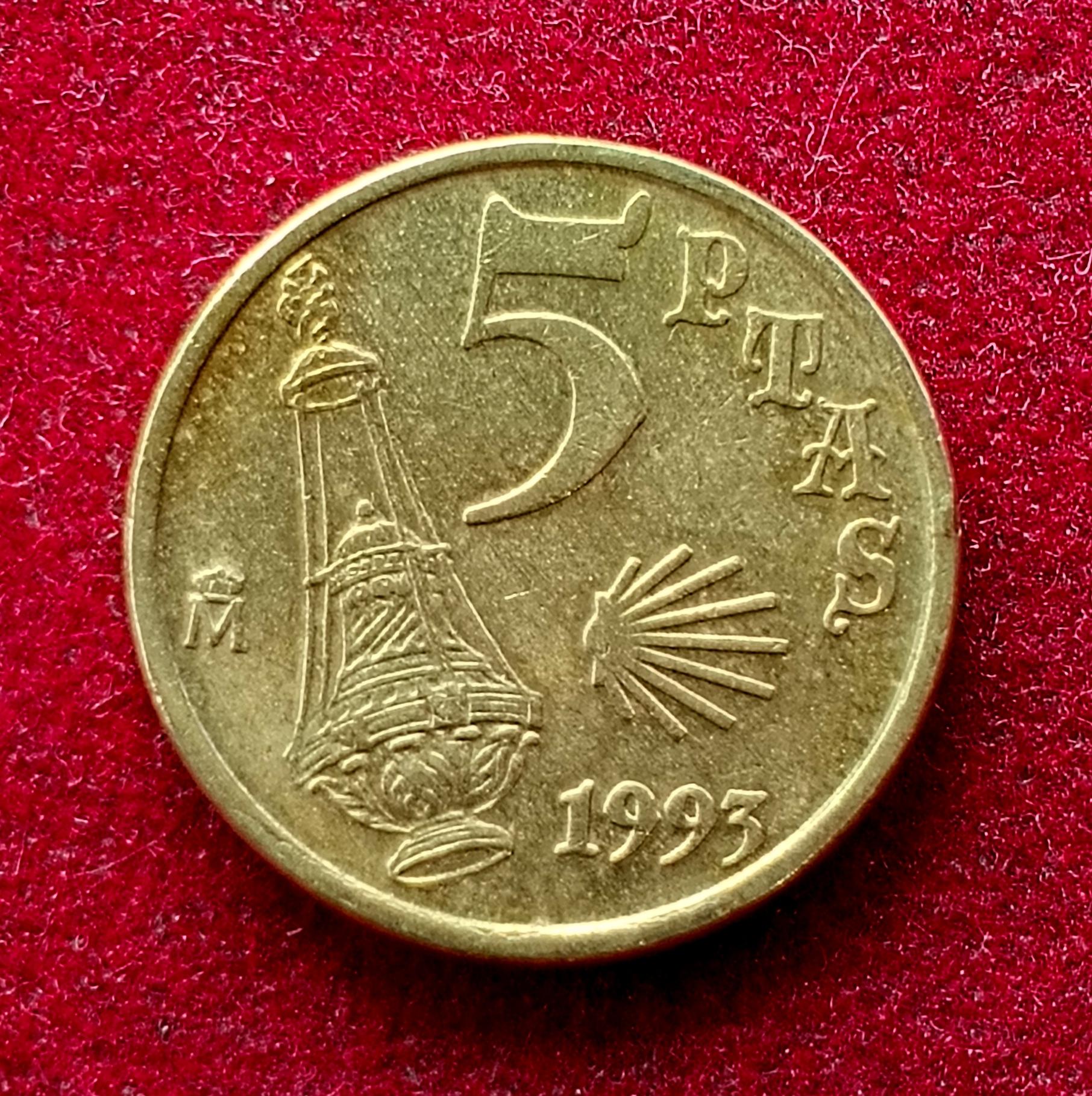Spain 5 Pesetas Jacobeo 1993 Coin