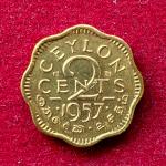 Sri Lanka (Ceylon) 2 Cents - George VI 1957 Coin