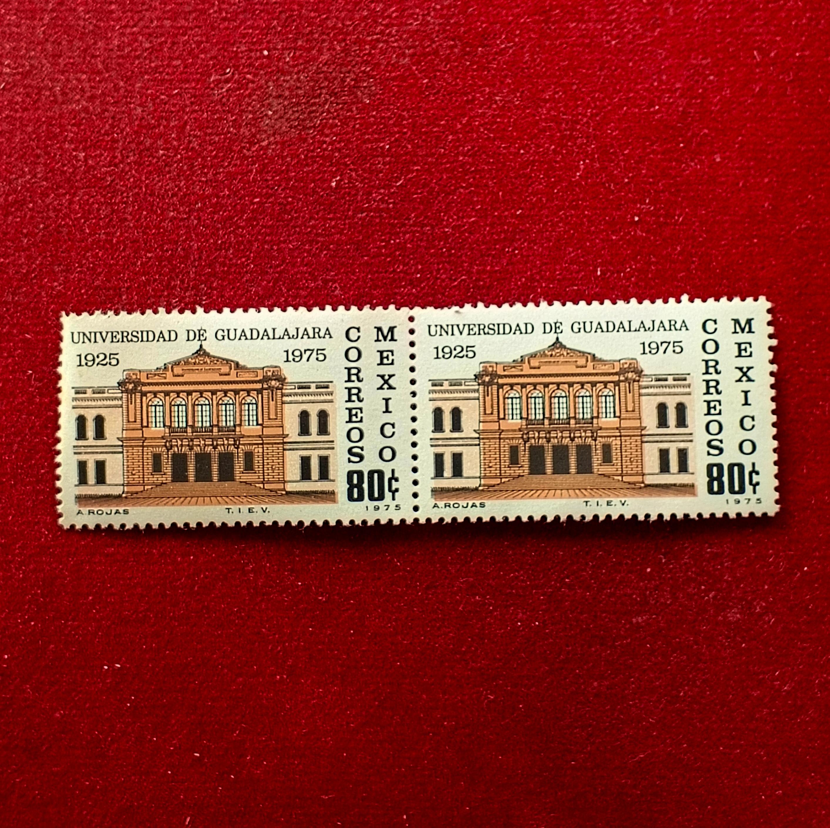 Stamp :- Mexico 1975 “50th Anniversary of the University of Guadalajara (1925–1975)” 80¢ Commemorative Pair