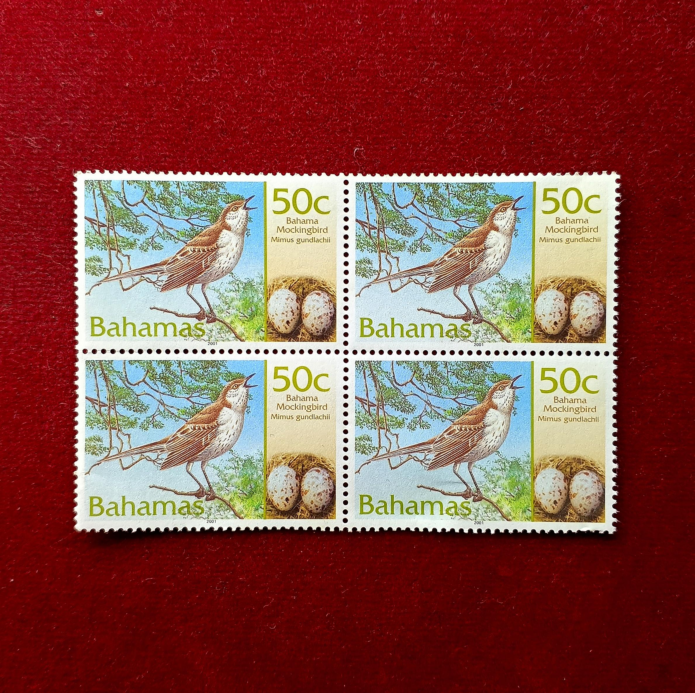 Stamps - 2001 Bahamas Bahama Mockingbird (Mimus gundlachii) (Block of 4)