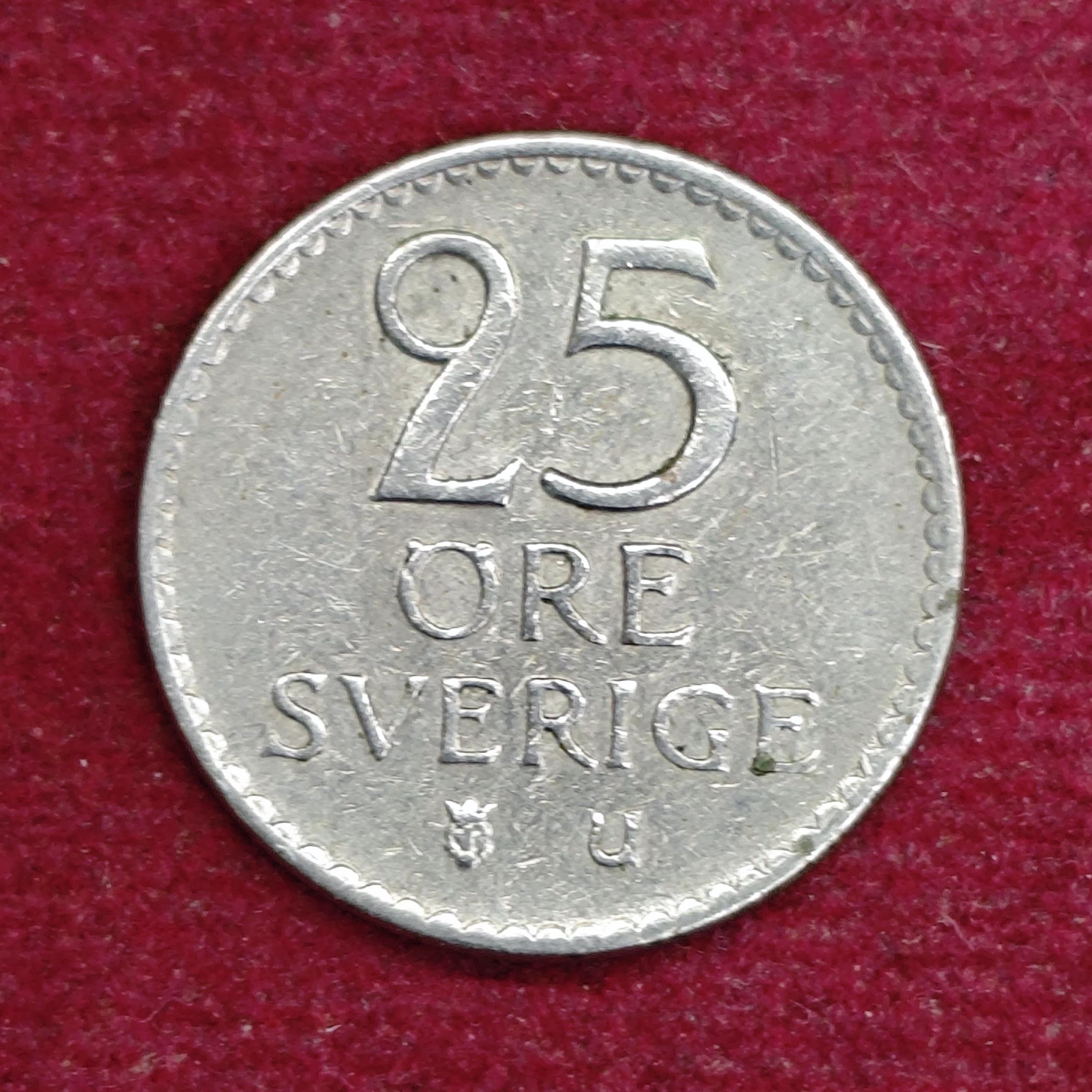 Sweden 25 Ore Gustaf VI Adolf 1963 Coin