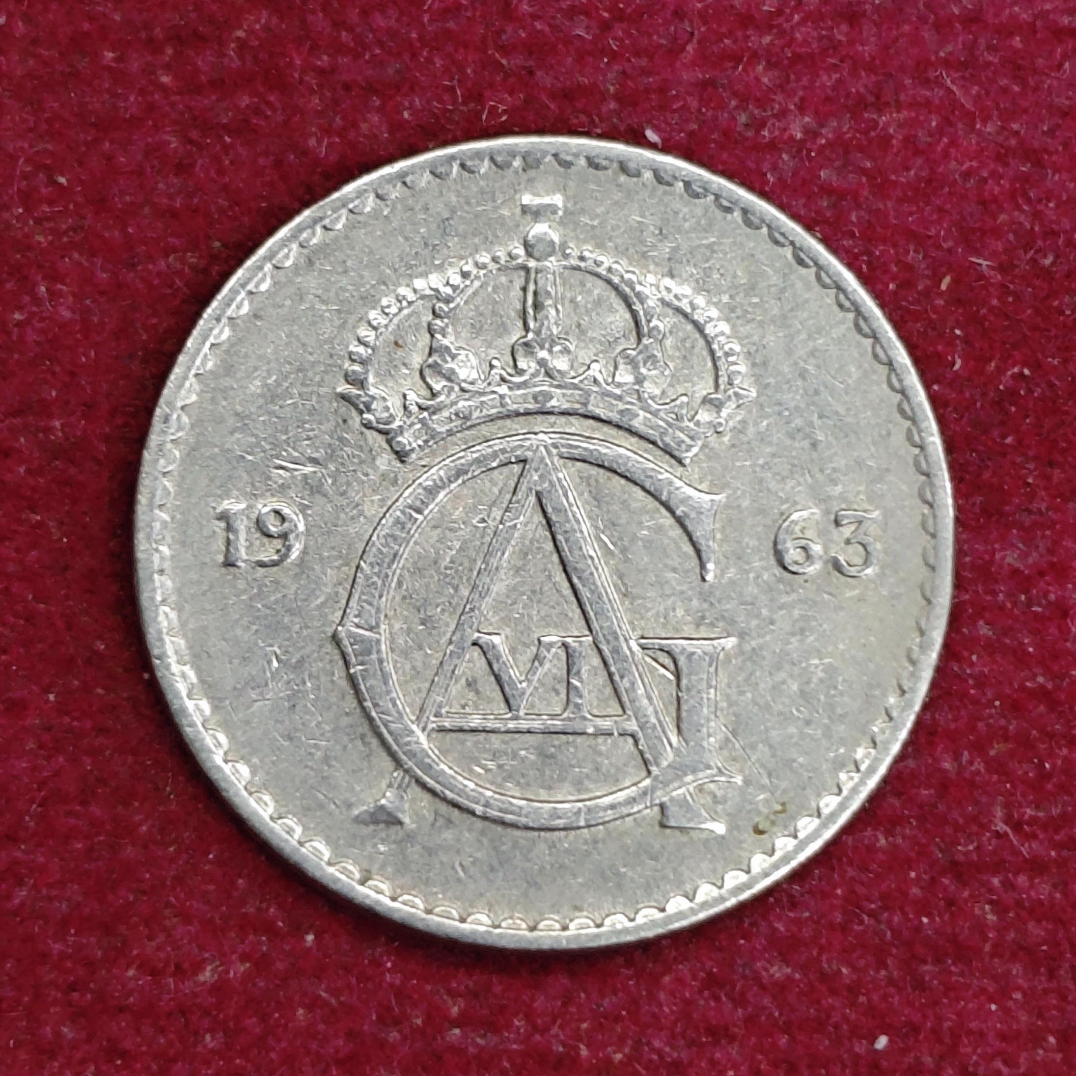 Sweden 25 Ore Gustaf VI Adolf 1963 Coin
