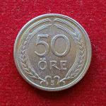 Sweden 50 Ore Gustaf V 1947 Coin