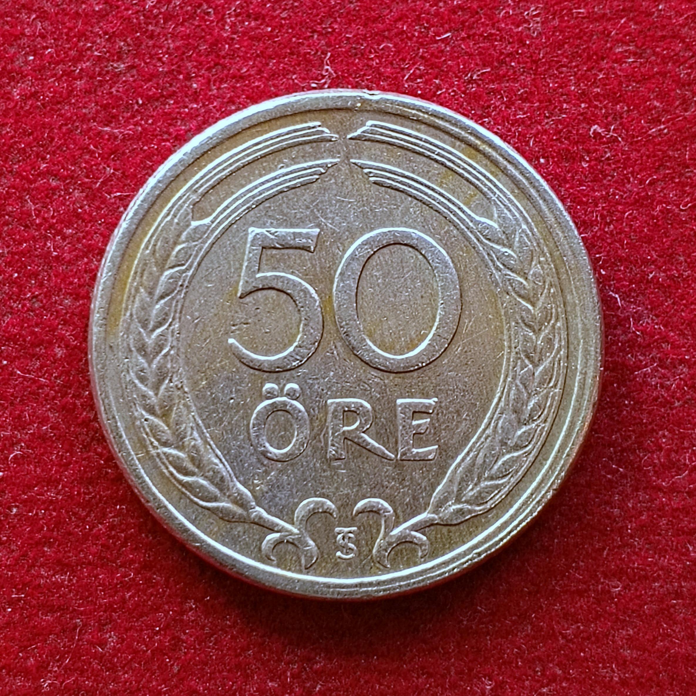 Sweden 50 Ore Gustaf V 1947 Coin