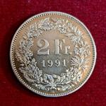 Switzerland 2 Francs Helvetia standing 1991 Coin
