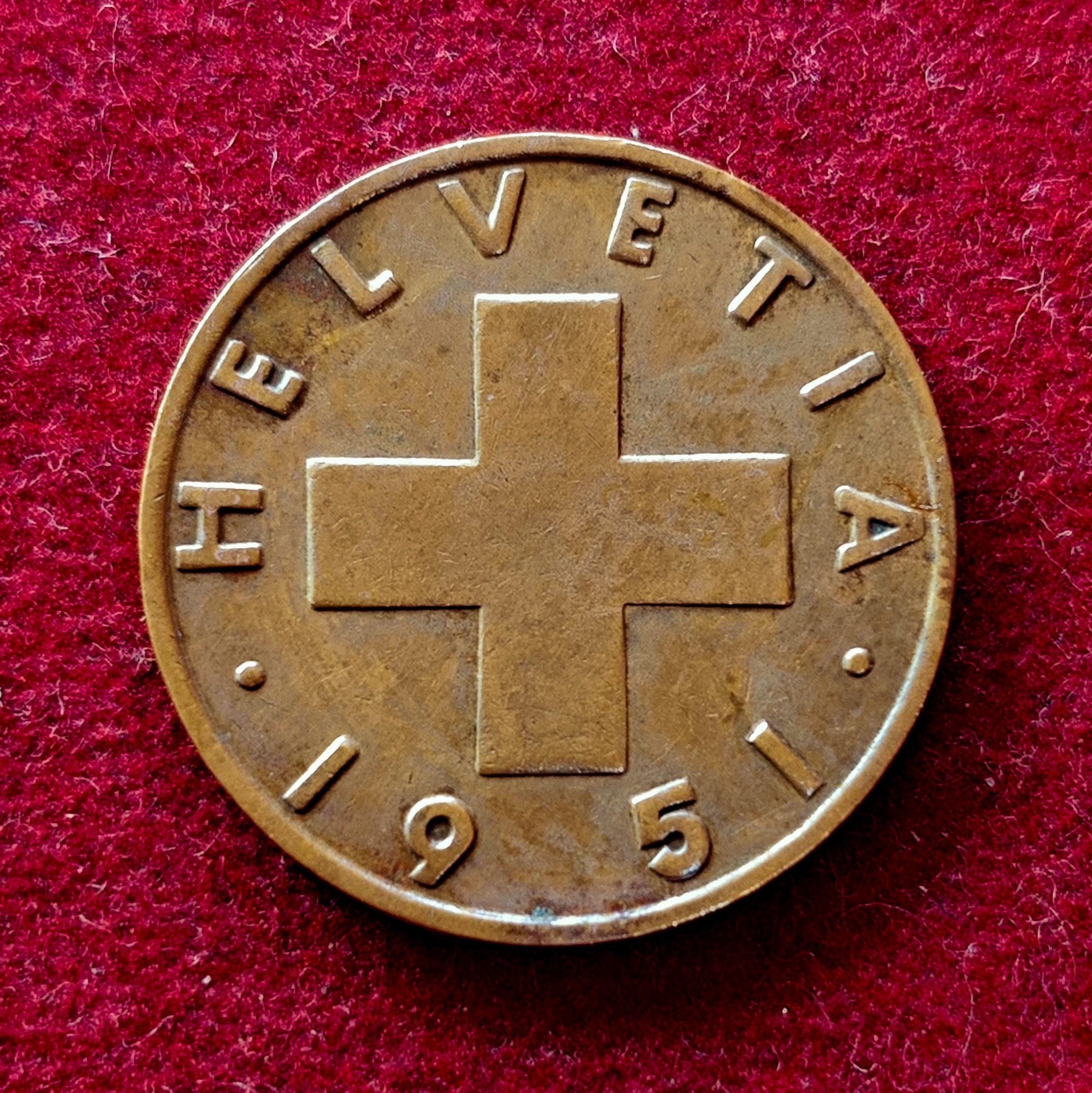 Switzerland 2 Rappen 1951 Coin