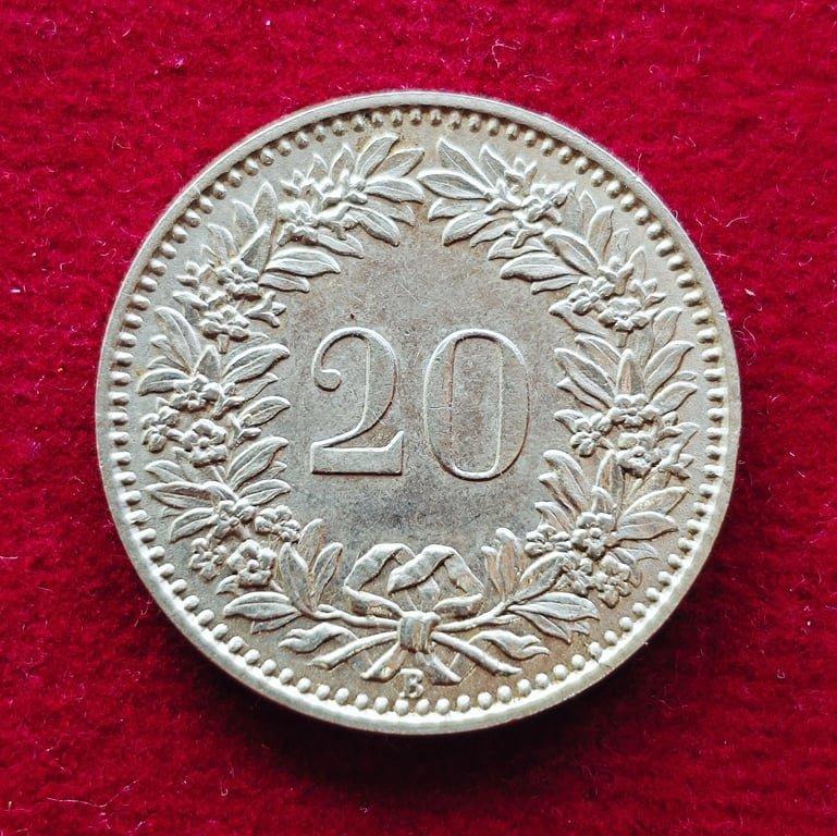 Switzerland 20 Rappen Libertas 1931 Coin
