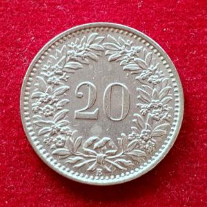 Switzerland 20 Rappen Libertas 1960 Coin