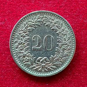 Switzerland 20 Rappen Libertas 1969 Coin