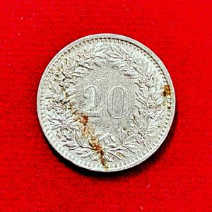 Switzerland 20 Rappen Libertas 1970 Coin
