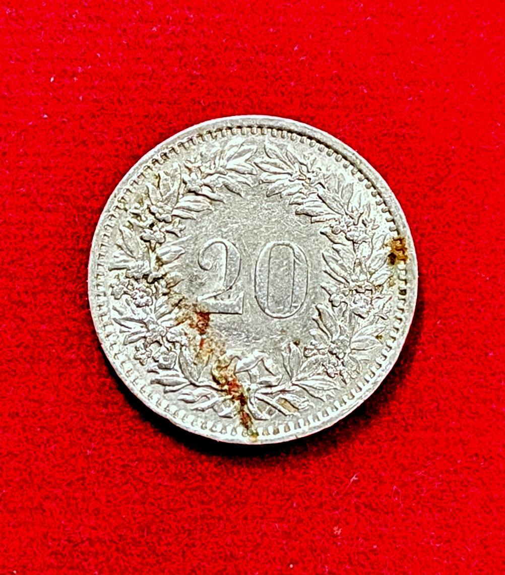 Switzerland 20 Rappen Libertas 1970 Coin