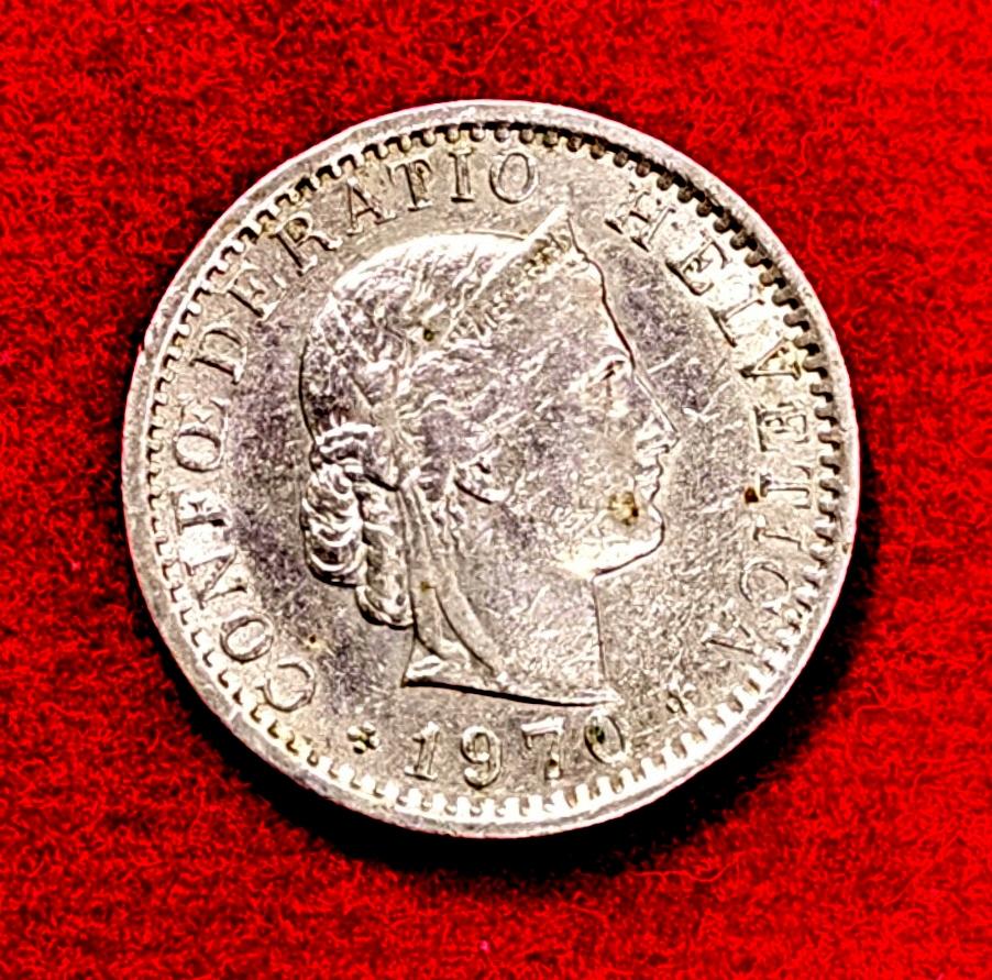 Switzerland 20 Rappen Libertas 1970 Coin