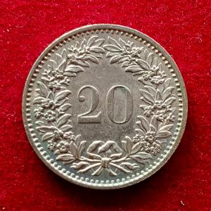 Switzerland 20 Rappen Libertas 1975 Coin