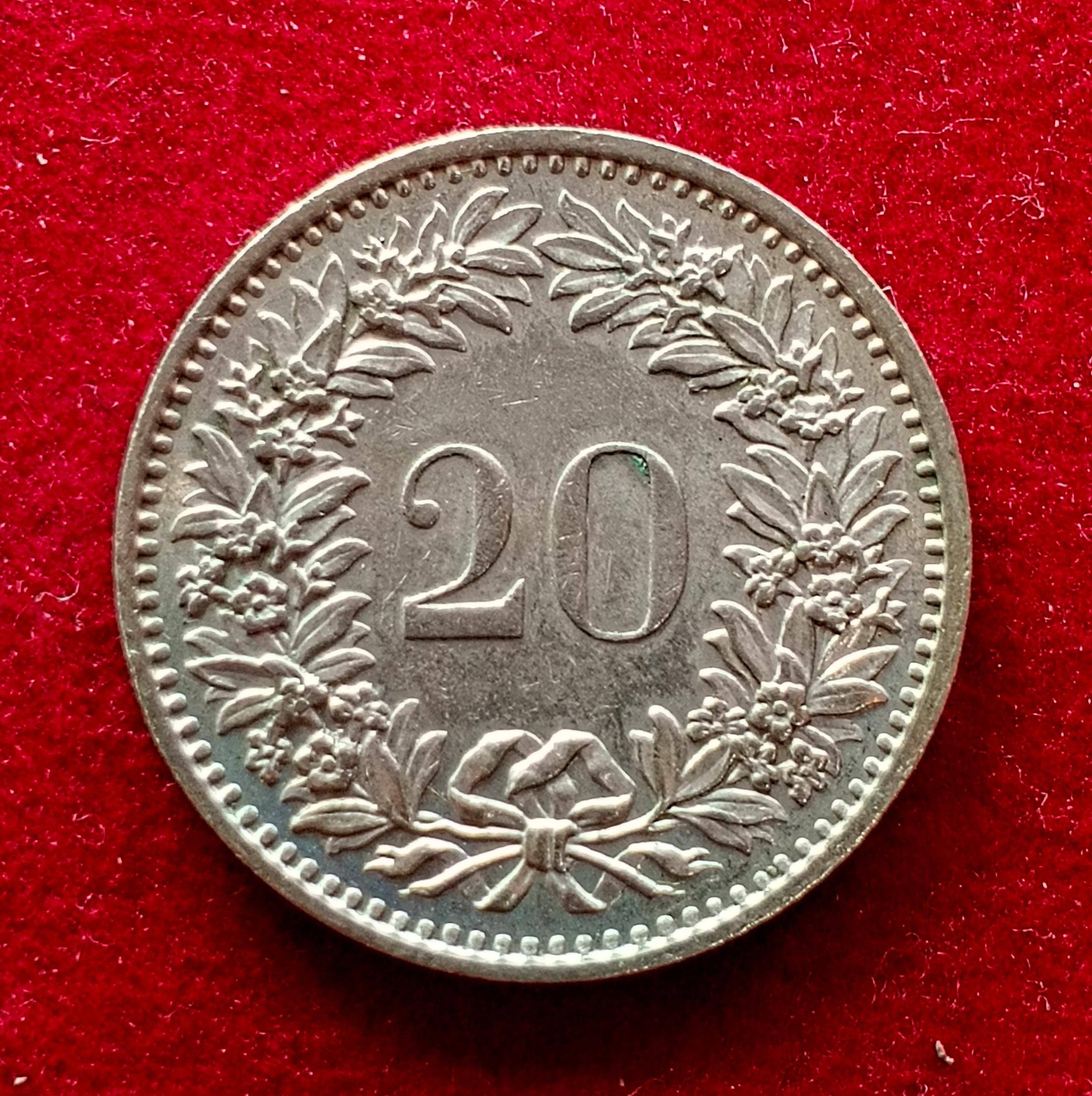 Switzerland 20 Rappen Libertas 1975 Coin