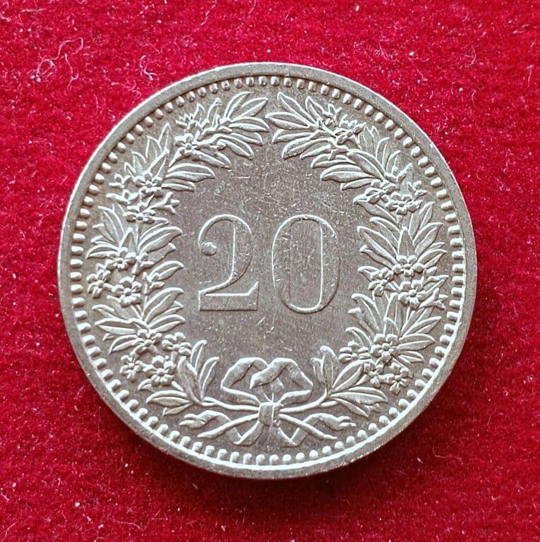 Switzerland 20 Rappen Libertas 1985 Coin