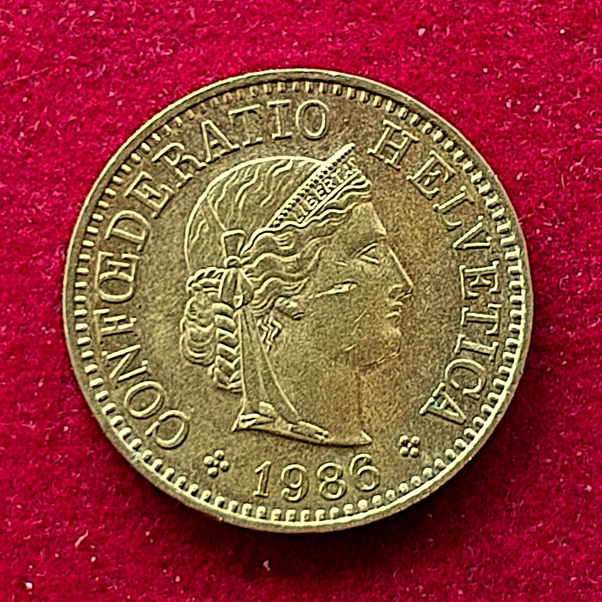 Switzerland 5 Rappen Libertas 1986 Coin