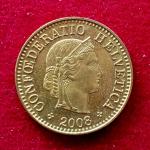Switzerland 5 Rappen Libertas 2008 Coin