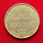 Turkey 100000 Lira 75th Anniversary of the Republic of Turkey 2000 Coin