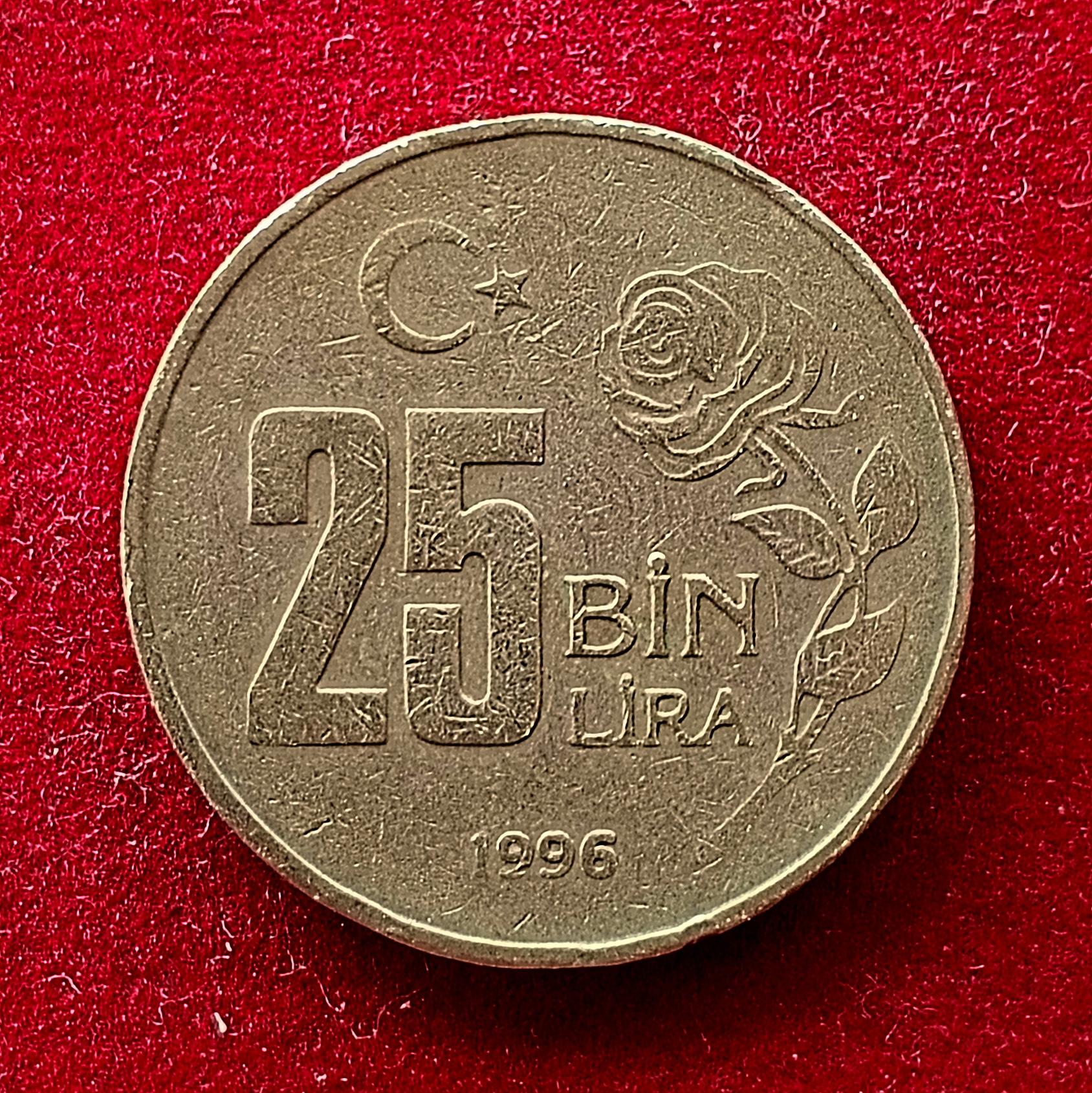 Turkey 25000 Lira 1996 Coin