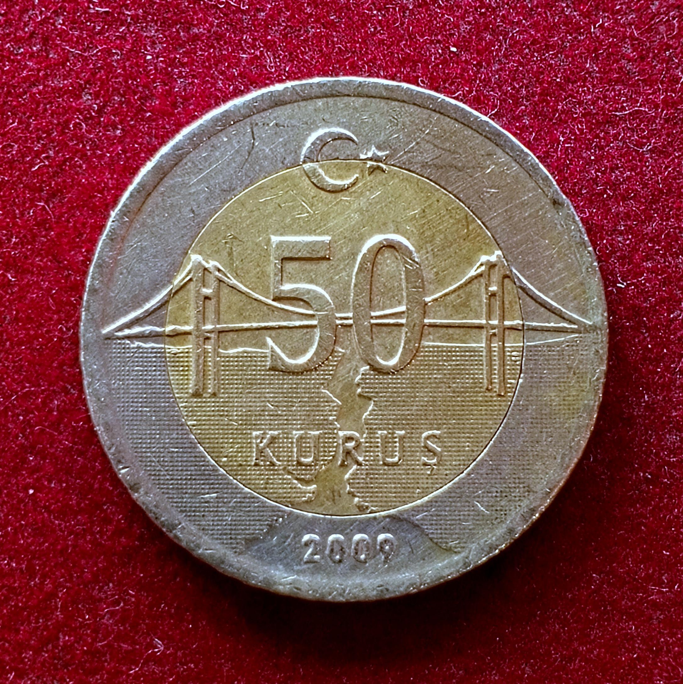 Turkey 50 Kurus 2009 Coin