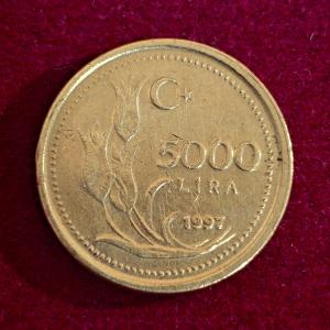 Turkey 5000 Lira 1997 Coin