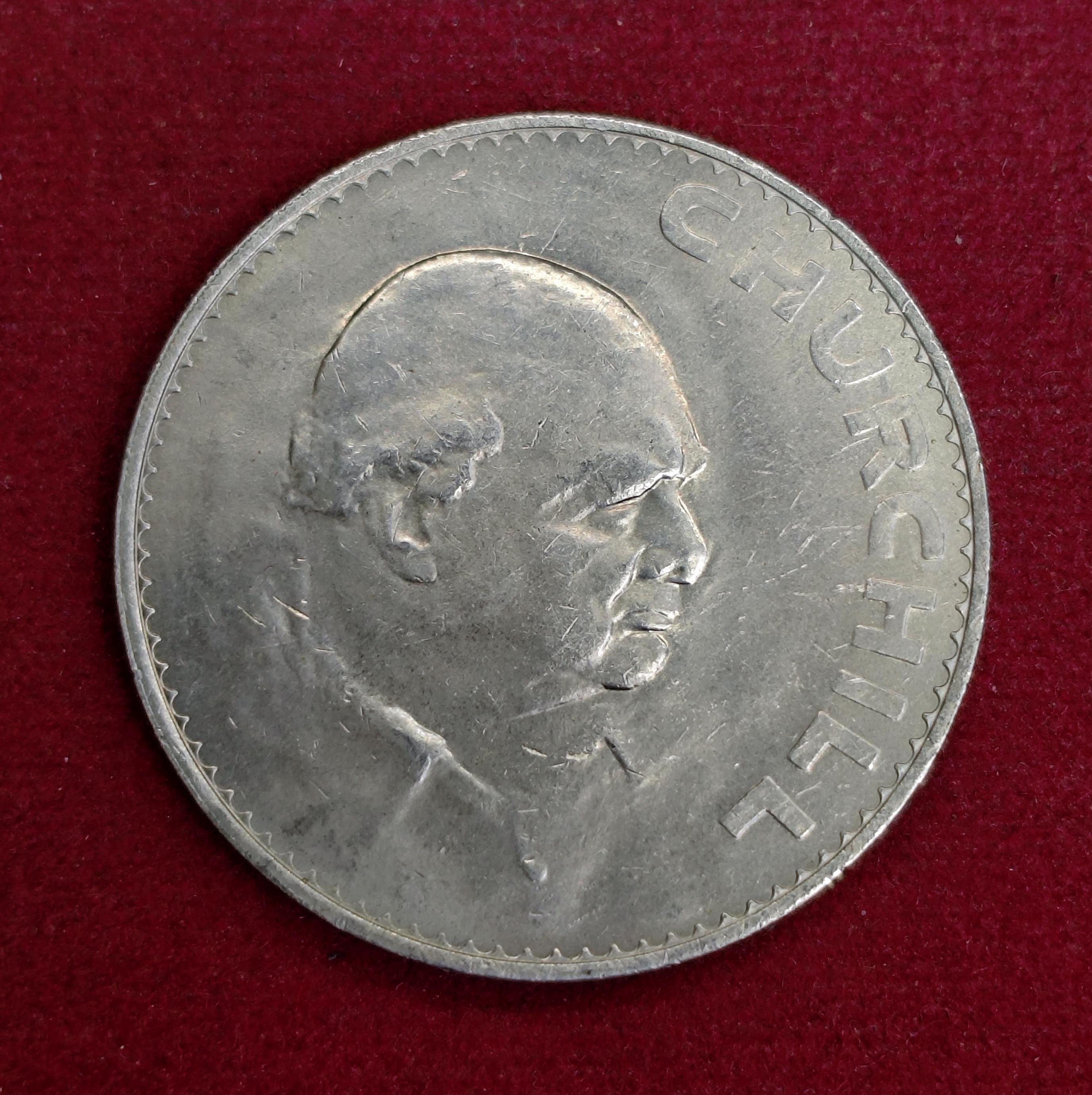 United Kingdom (UK) 1 Crown Elizabeth II Churchill 1965 Commemorative Coin