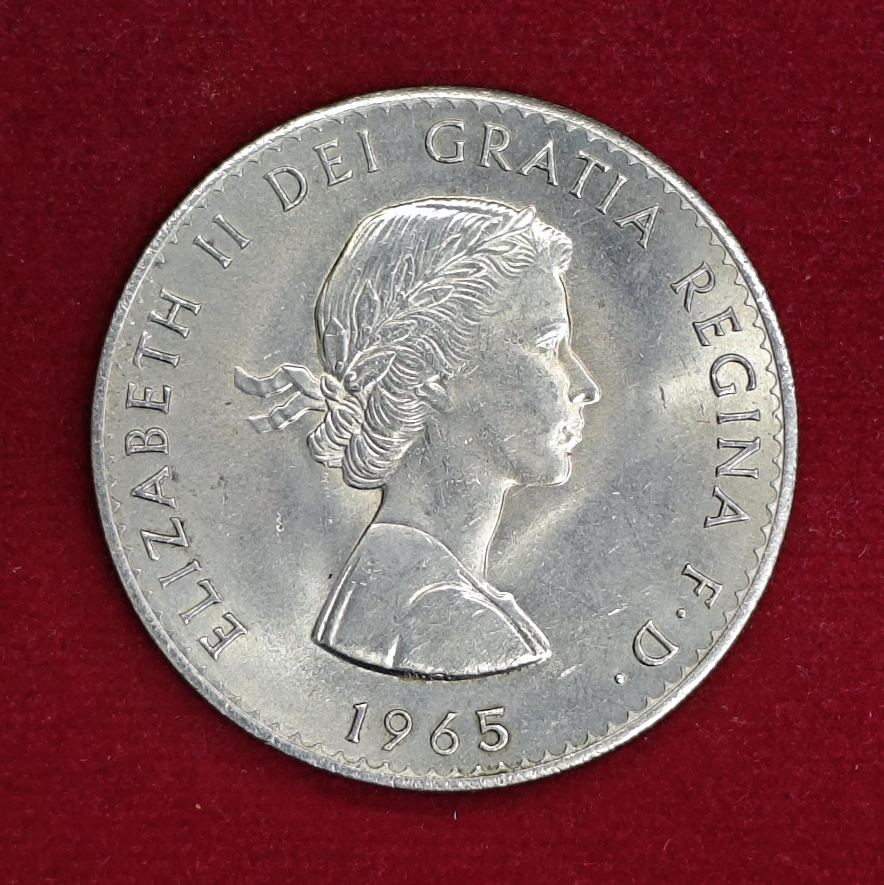 United Kingdom (UK) 1 Crown Elizabeth II Churchill 1965 Commemorative Coin