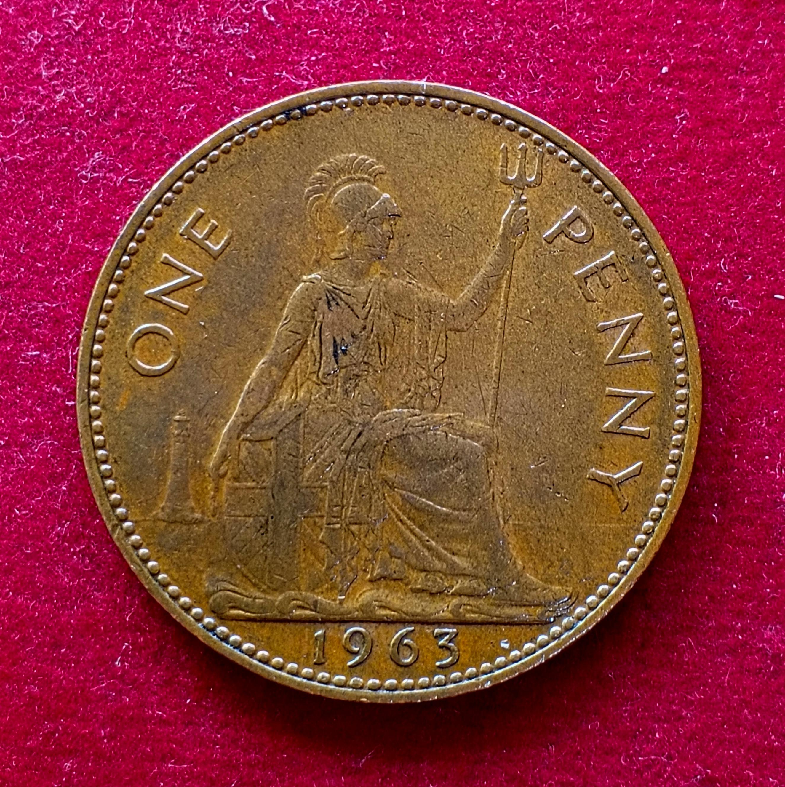United Kingdom (UK) 1 Penny Elizabeth II 1963 Coin