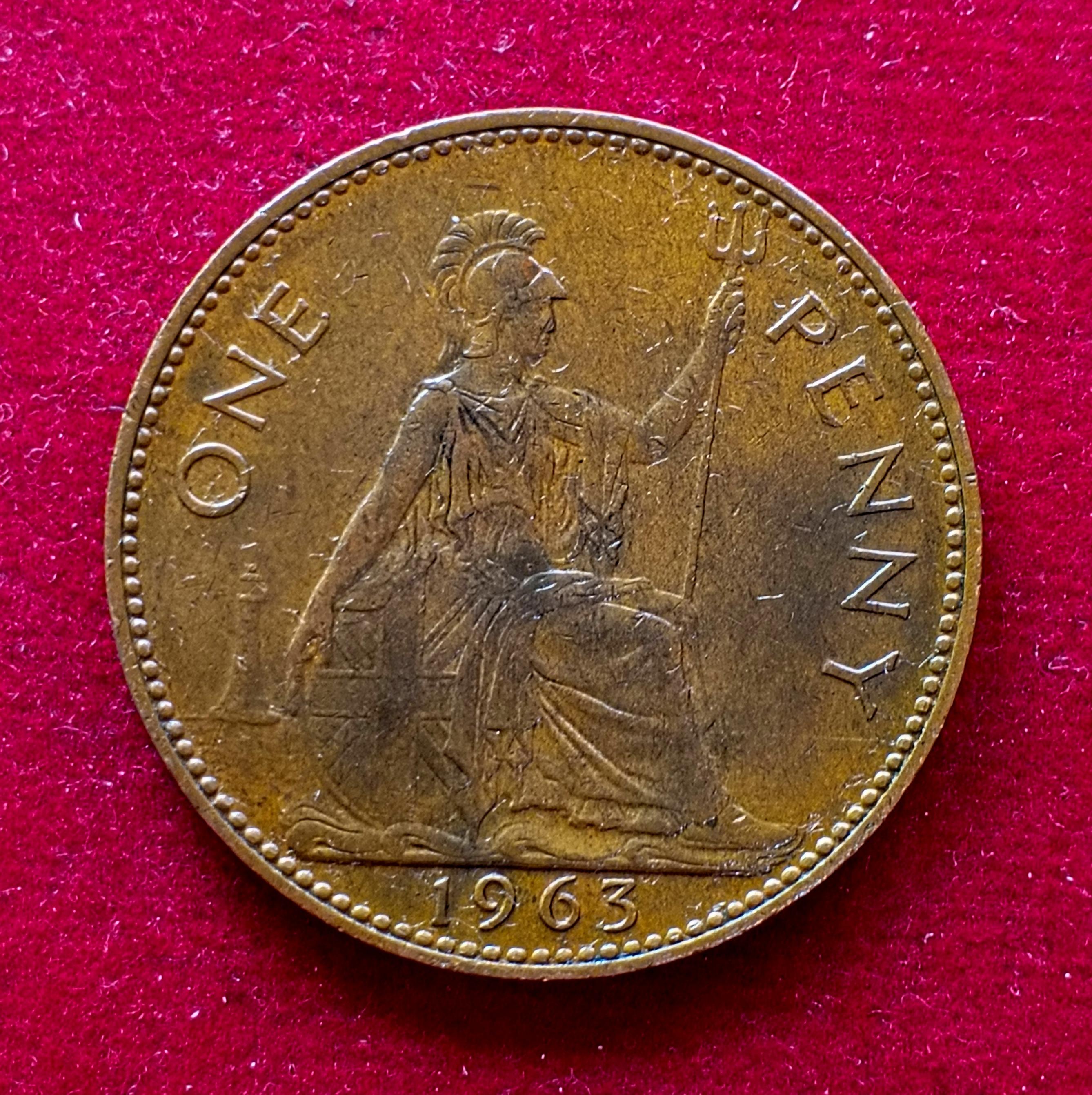 United Kingdom (UK) 1 Penny Elizabeth II 1963 Coin