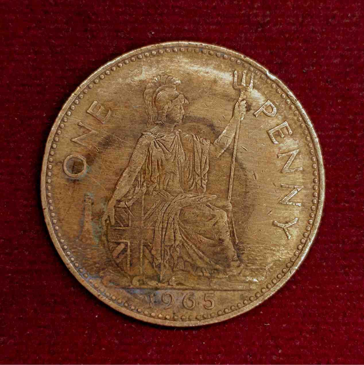 United Kingdom (UK) 1 Penny Elizabeth II 1965 Coin