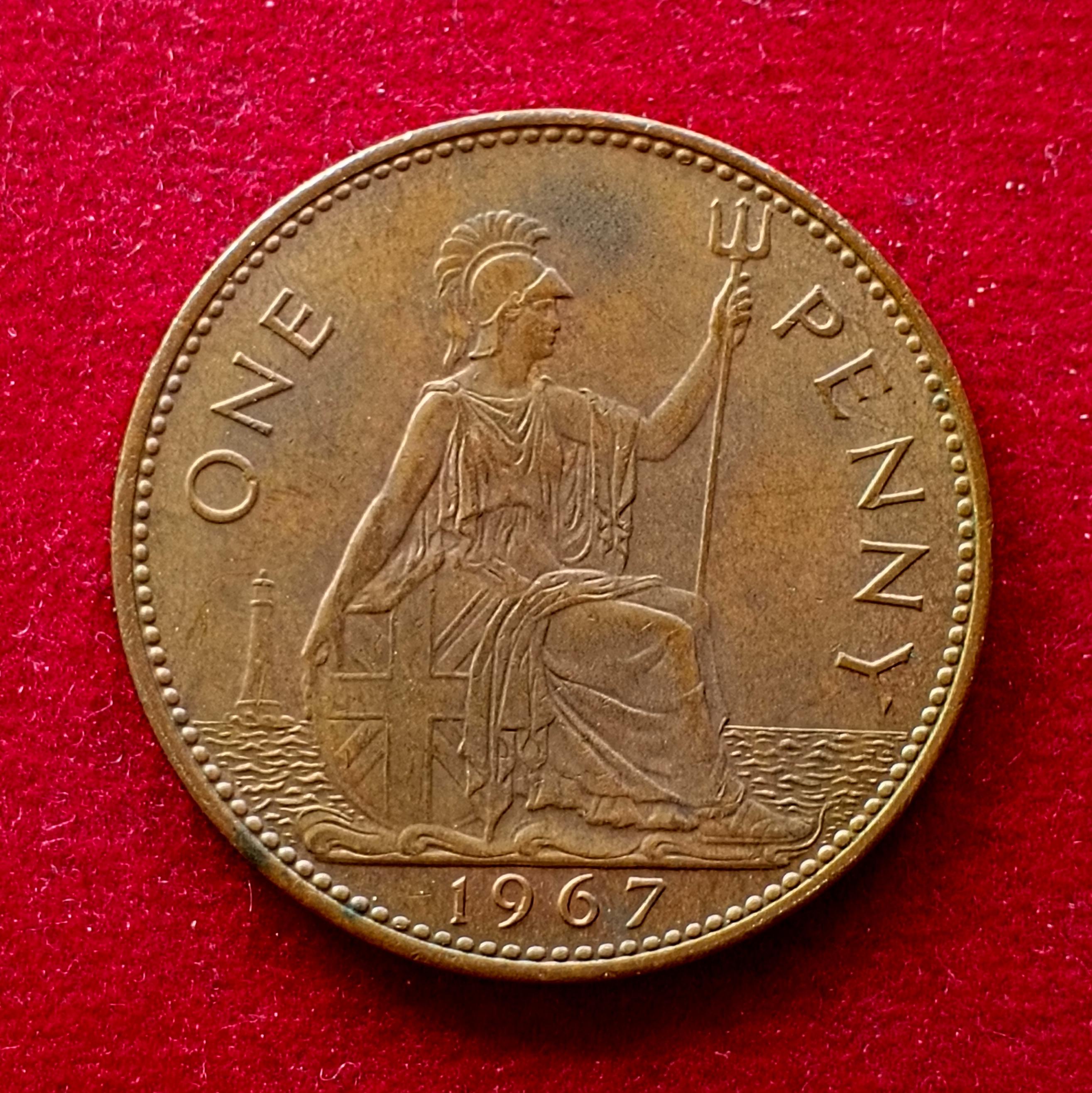 United Kingdom (UK) 1 Penny Elizabeth II 1967 Coin