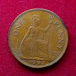 United Kingdom (UK) 1 Penny Elizabeth II 1967 Coin
