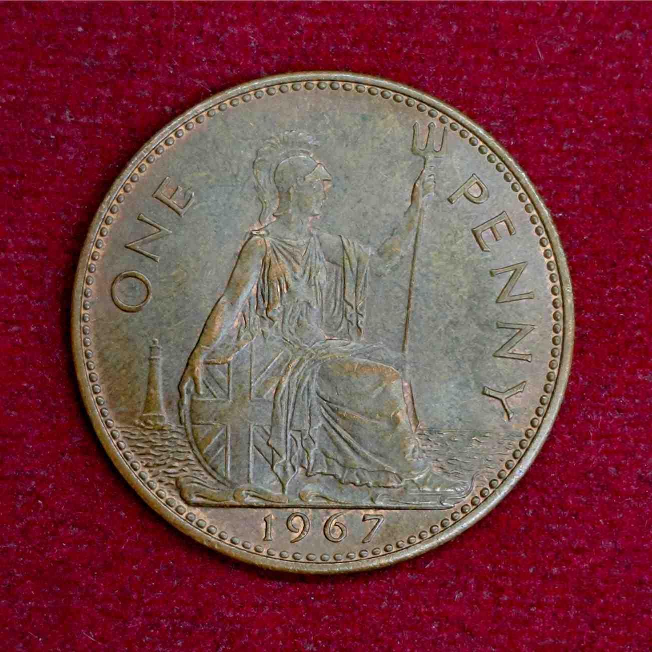 United Kingdom (UK) 1 Penny Elizabeth II 1967 Coin