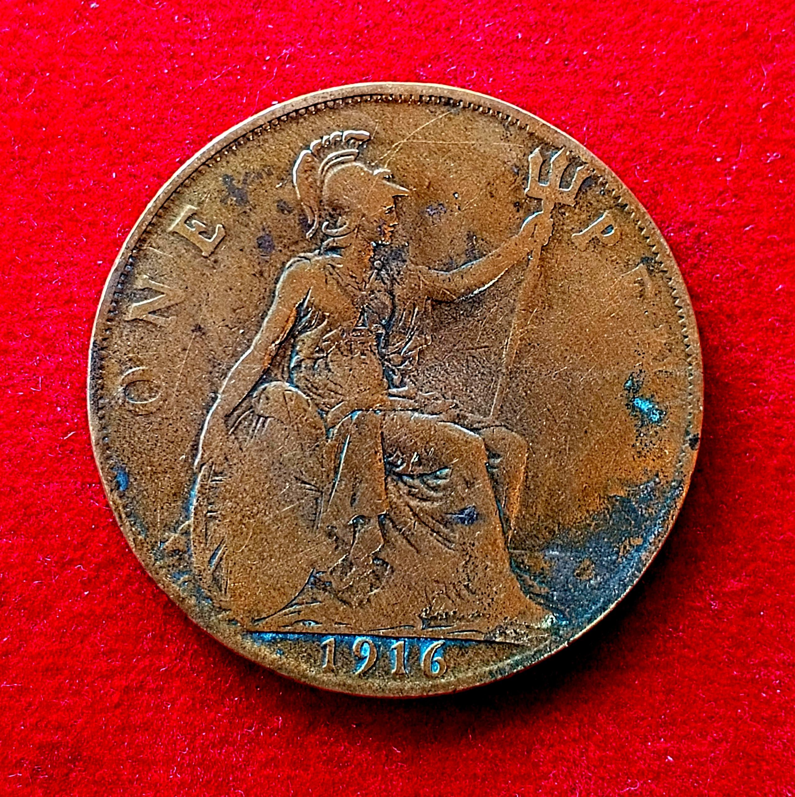 United Kingdom (UK) 1 Penny George V 1916 Coin