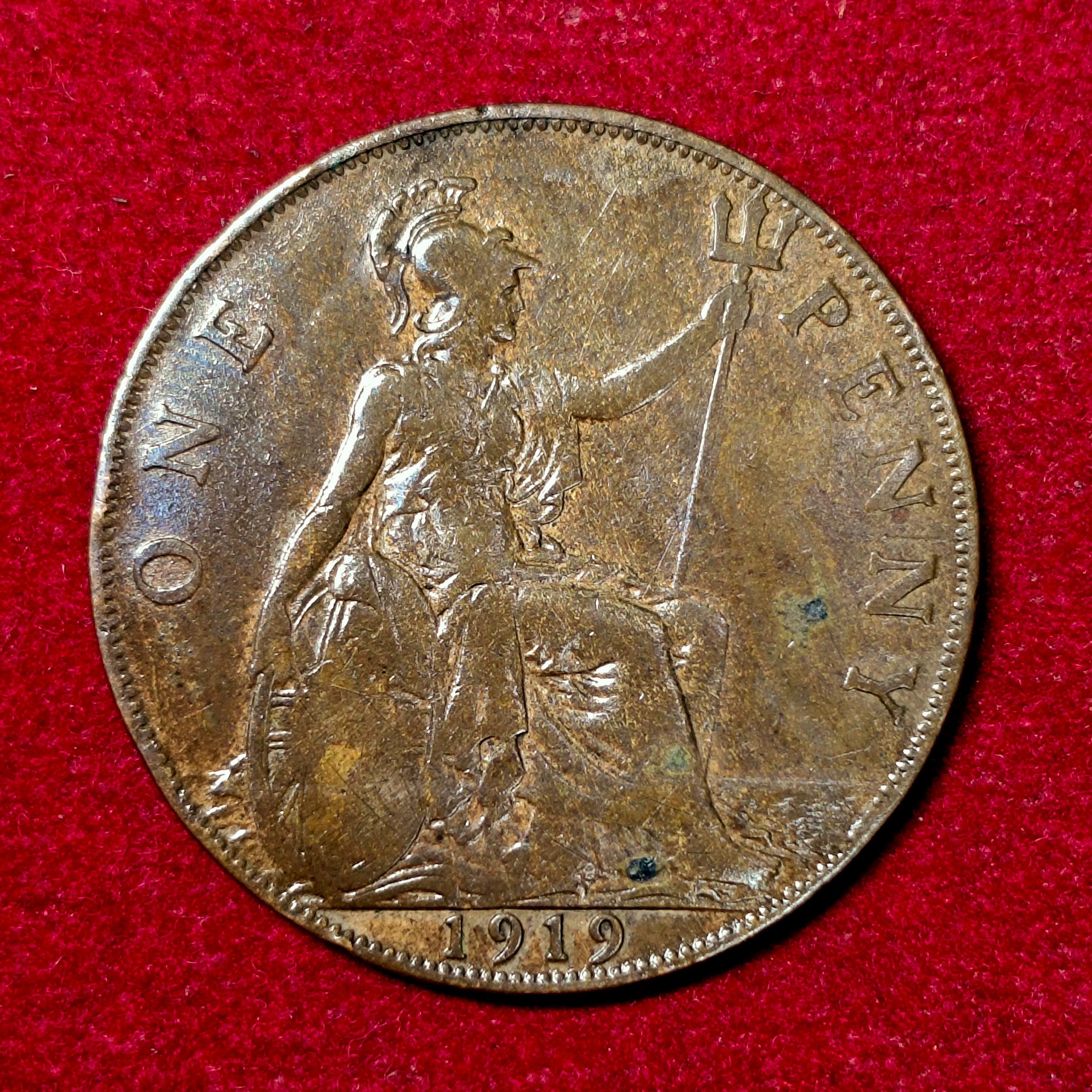 United Kingdom (UK) 1 Penny George V 1919 Coin