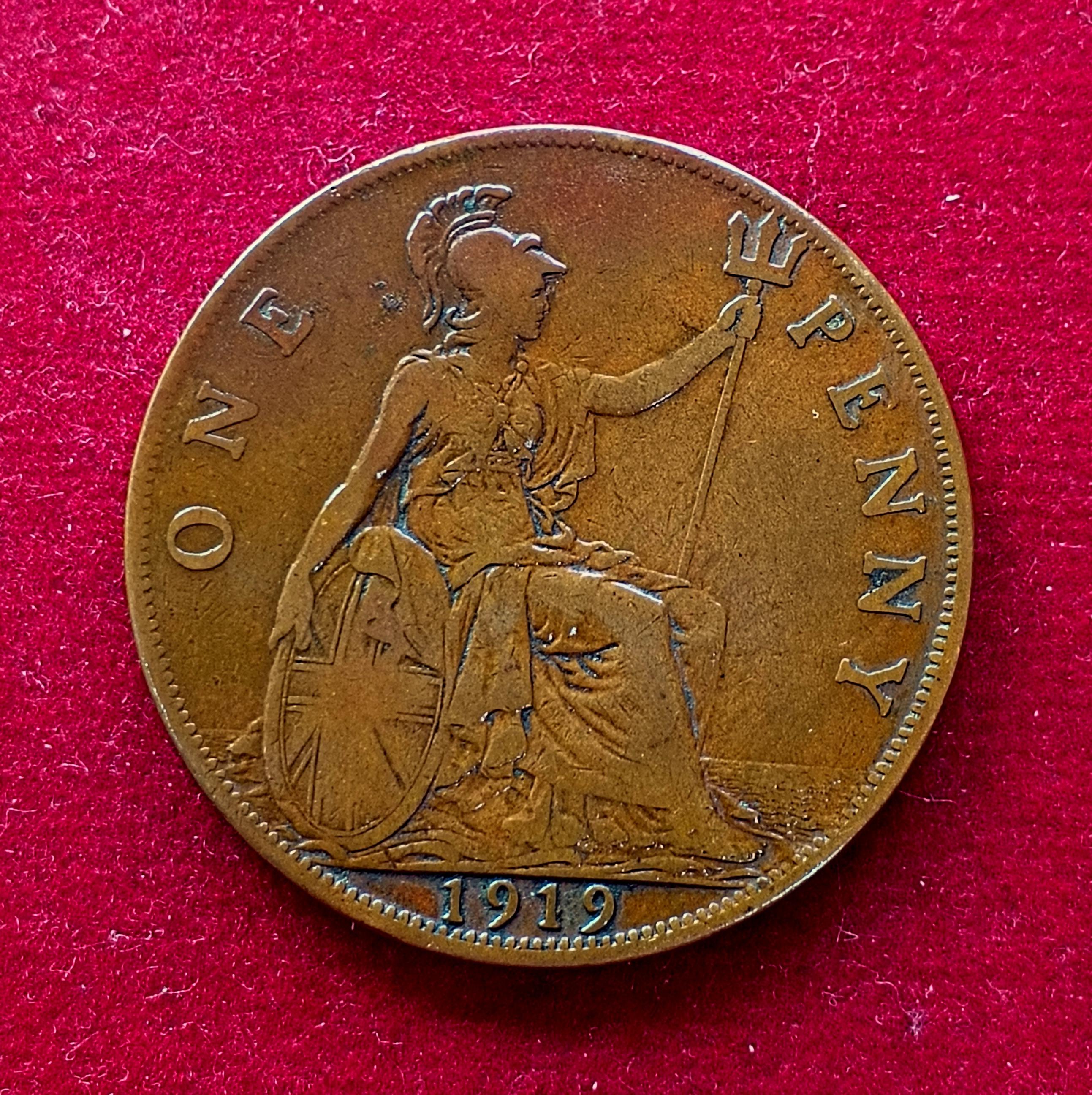 United Kingdom (UK) 1 Penny George V 1919 Coin