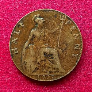 United Kingdom (UK) 1/2 Penny George V 1917 Coin
