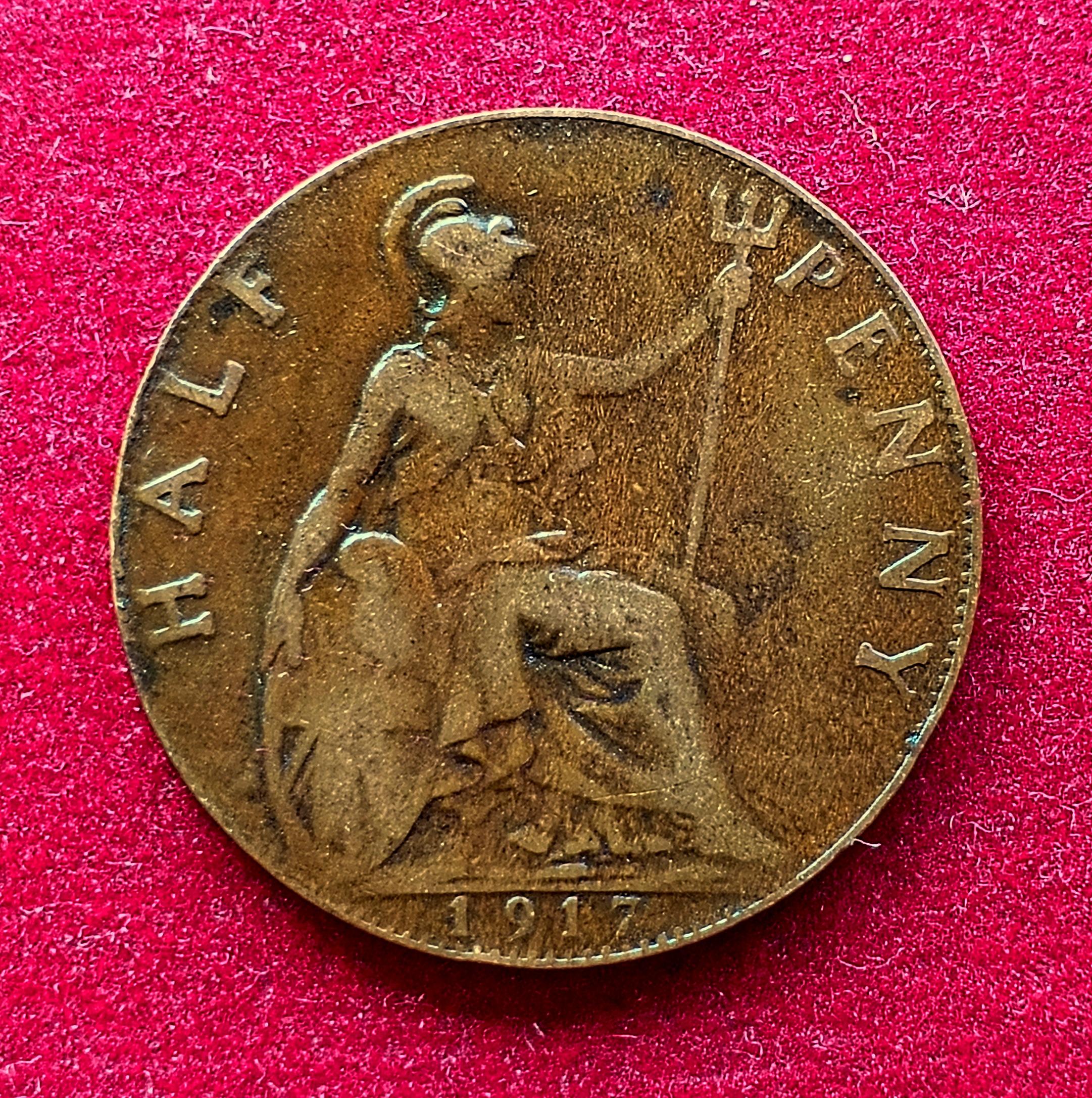 United Kingdom (UK) 1/2 Penny George V 1917 Coin