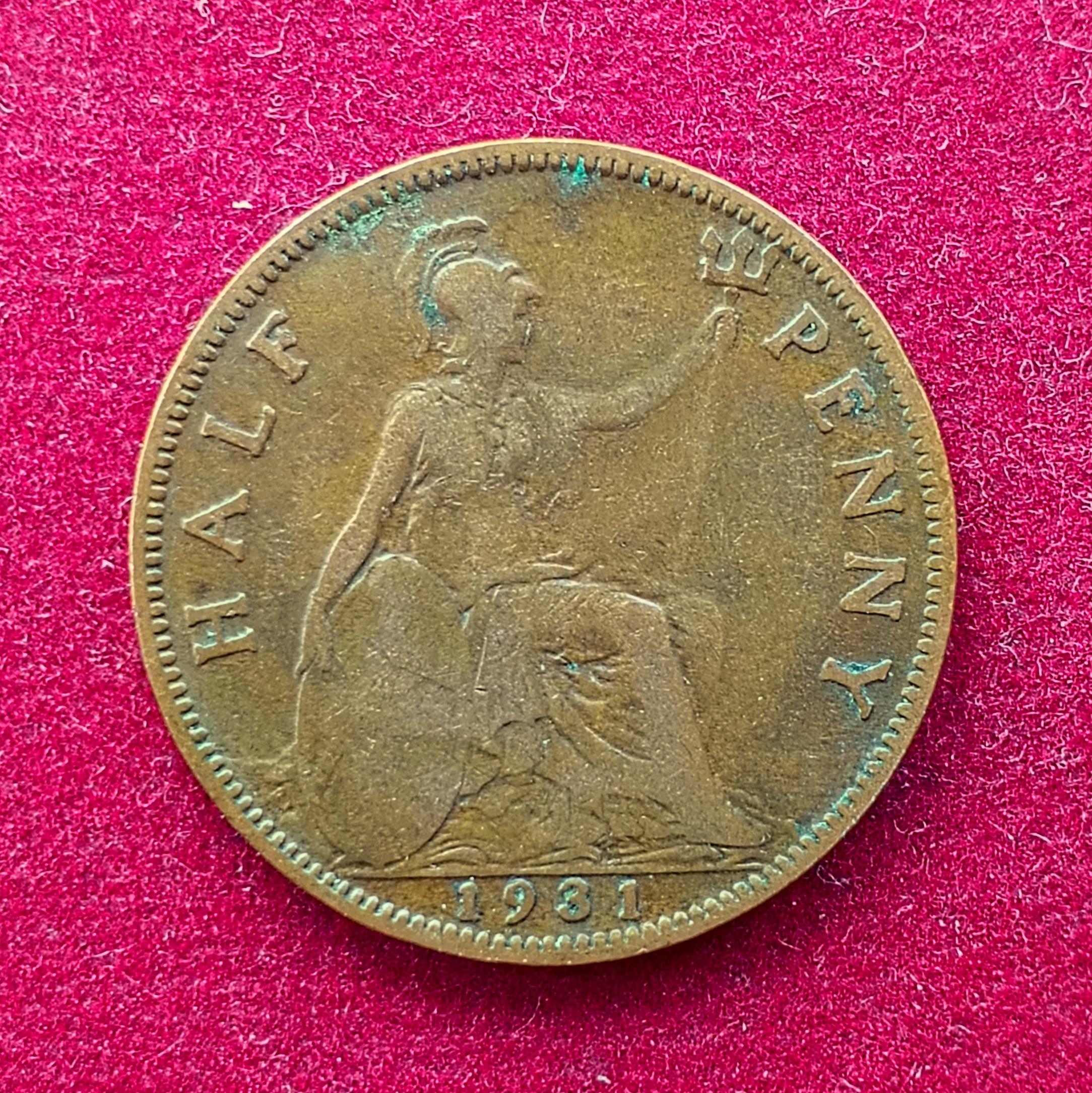 United Kingdom (UK) 1/2 Penny George V 1931 Coin