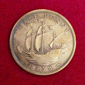 United Kingdom (UK) 1/2 Penny George VI 1938 Coin