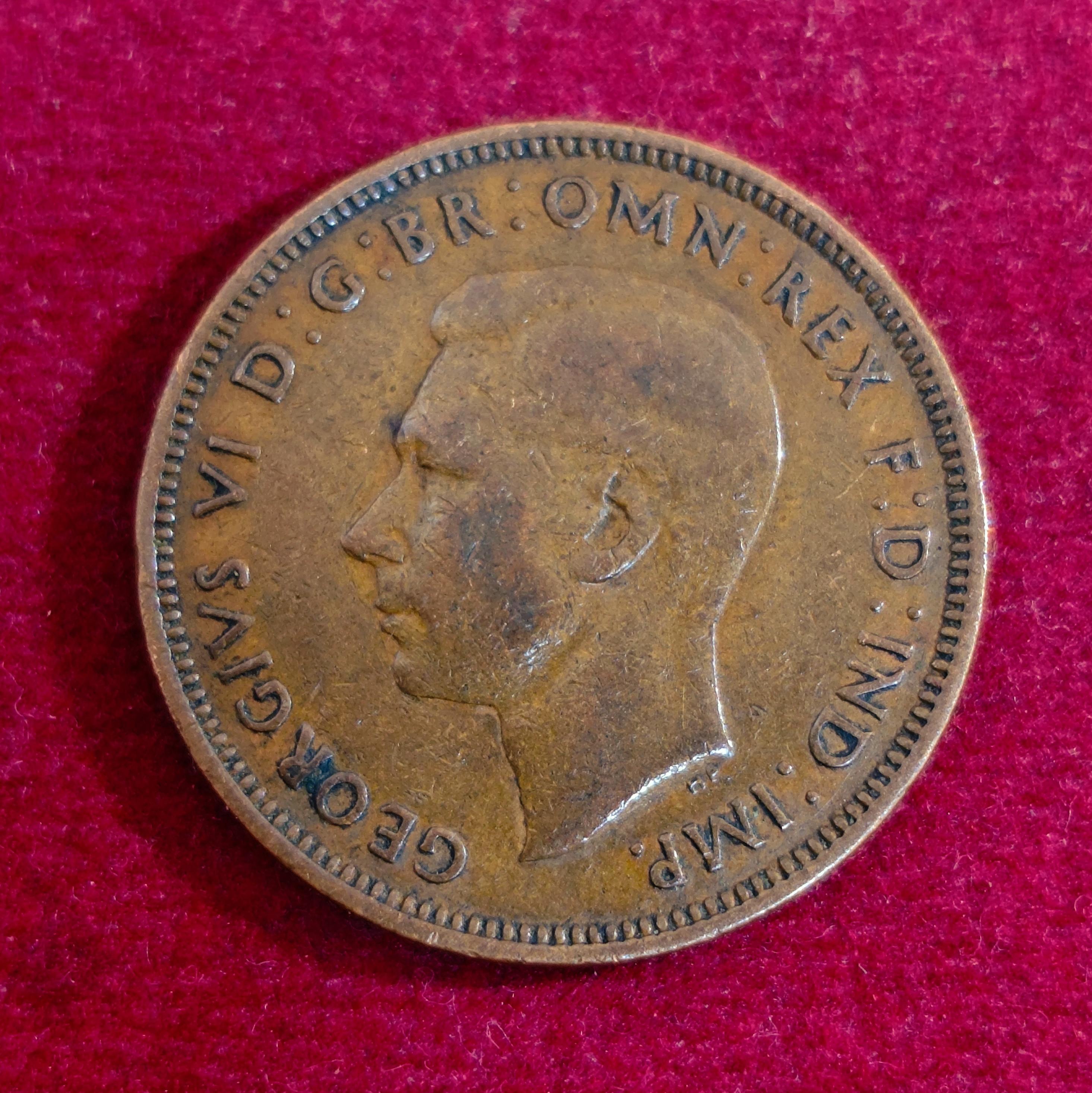 United Kingdom (UK) 1/2 Penny George VI 1943 Coin