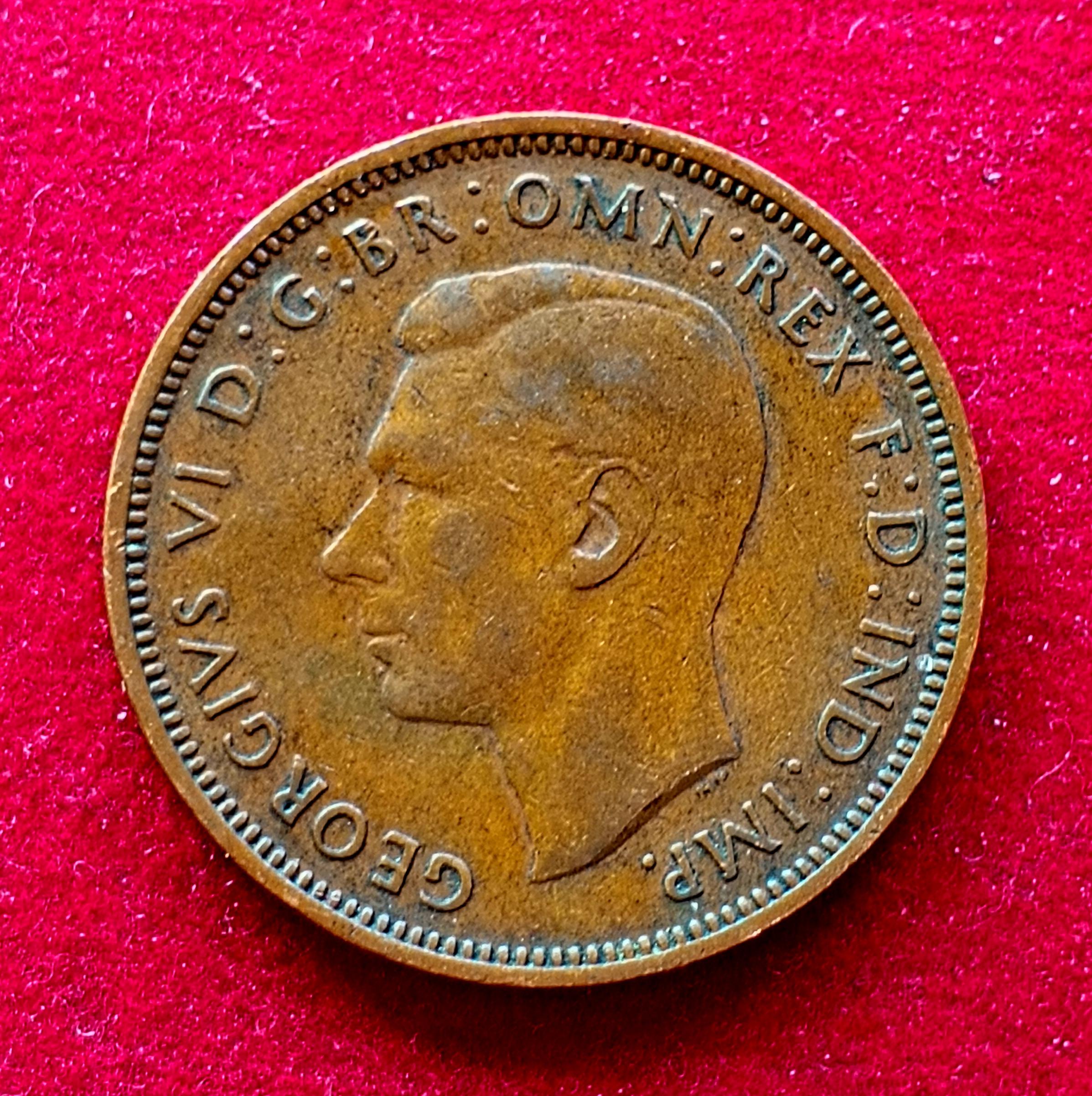 United Kingdom (UK) 1/2 Penny George VI 1945 Coin
