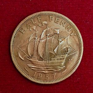 United Kingdom (UK) 1/2 Penny George VI 1957 Coin