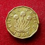United Kingdom (UK) 3 Pence George VI 1945 Coin