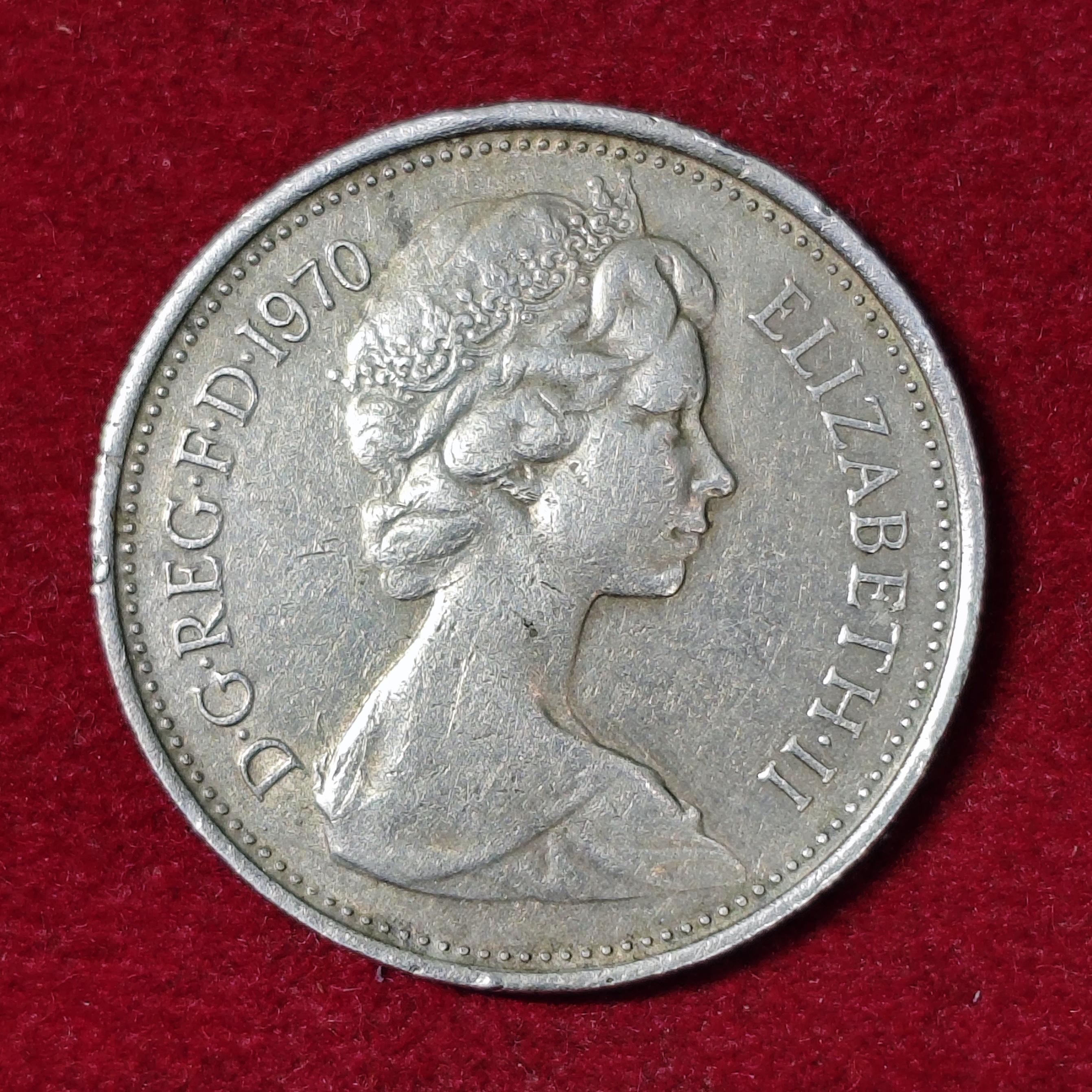 United Kingdom (UK) 5 Pence Elizabeth II 1970 Coin