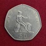 United Kingdom (UK) 50 Pence Elizabeth II 1970 Coin