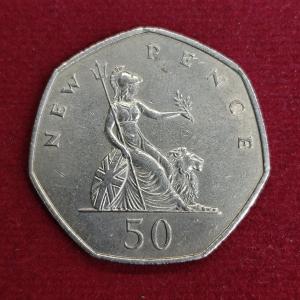 United Kingdom (UK) 50 Pence Elizabeth II 1970 Coin