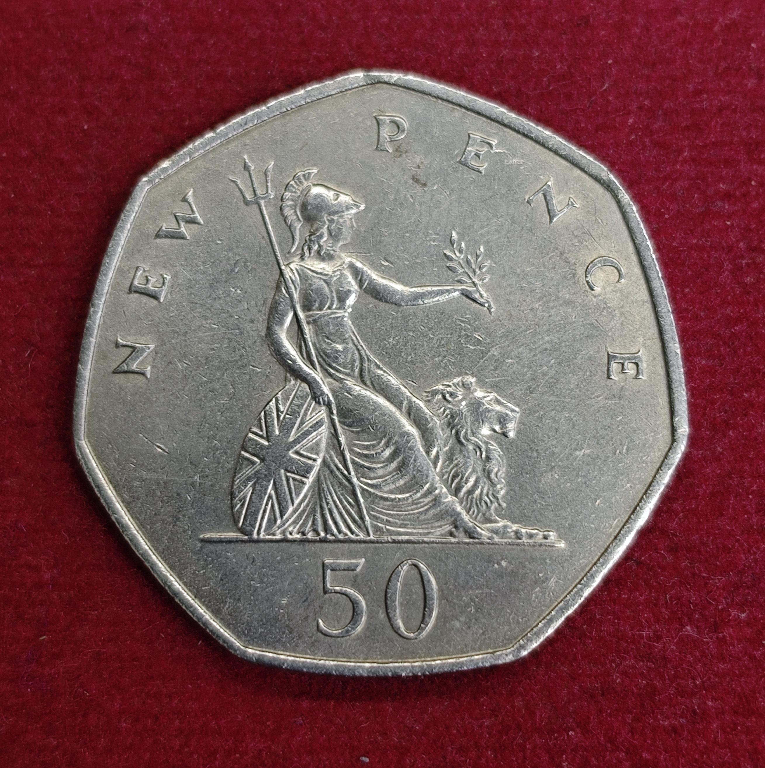 United Kingdom (UK) 50 Pence Elizabeth II 1970 Coin